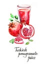 Watercolor turkish pomegranate juice