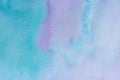 Watercolor turquoise purple background. Abstract gentle background of sky or water