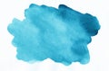 Watercolor turquoise spot on white background with space for text. Stains on paper