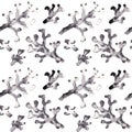 Watercolor twigs covered with hoarfrost with white background. Hand-painted seamless pattern Royalty Free Stock Photo