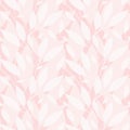 Watercolor twigs of herbs, leaves. Seamless pattern on a light pink, pastel background. Aerial, botanical, delicate, feminine