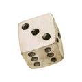 Watercolor type illustration of Dice cube on white