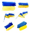 Watercolor Ukrainian Flags Set