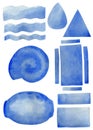 Watercolor ultramarine spots of different shapes Royalty Free Stock Photo