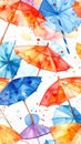 Watercolor Umbrellas Pattern - Vibrant and Playful Design Royalty Free Stock Photo