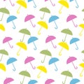 Watercolor umbrellas seamless pattern. Colorful vector illustration, suitable for wallpaper, web page background, kids