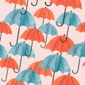 Watercolor umbrellas seamless pattern.