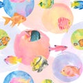 Watercolor under sea, seamless pattern. Royalty Free Stock Photo