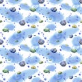 Watercolor underwater stone seamless pattern.