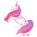 Watercolor unicorn illustration. fairy tale creature, magical animal. Royalty Free Stock Photo