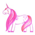 Watercolor unicorn illustration, fairy tale creature, magical animal. Royalty Free Stock Photo