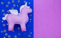 Pink unicorn, Pegasus on a dark blue background Royalty Free Stock Photo