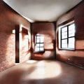 Watercolor of Unoccupied brick room for business or Royalty Free Stock Photo