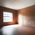 Watercolor of Unoccupied brick room for business or