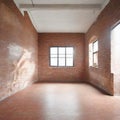 Watercolor of Unoccupied brick room for business or