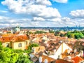 Watercolor urban landscape. Prague, Czech Republic