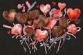 Watercolor Valentine chocolate heart shaped lollipop