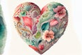Watercolor Valentine Heart illustration created with Generative AI Royalty Free Stock Photo