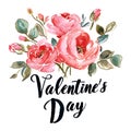 Watercolor Valentine's day love flowers frame vector Royalty Free Stock Photo