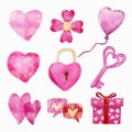 Watercolor valentines day element collection Royalty Free Stock Photo
