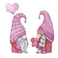 Watercolor Valentines Day Gnomes