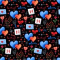 Watercolor Valentines Day seamless pattern background
