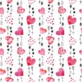 Watercolor Valentines seamless pattern