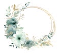 Watercolor vector floral wreath. Elegant frame with succulents. Generative AI