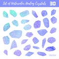 Watercolor, vector gemstones, healing crystals