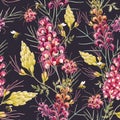 Watercolor vector grevillea pattern Royalty Free Stock Photo