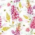 Watercolor vector grevillea pattern Royalty Free Stock Photo