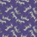 Watercolor vector seamless patterns with safari animals. Cute african zebra.