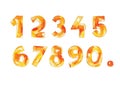 Watercolor vector numbers, yellow and white decorative numbers, mottled and shabby shapes