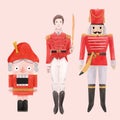 Watercolor vector nutcracker ballet christmas new year fairy tale characters soldiers isolated illustrations set