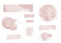 Watercolor vector pastel pink set of brush strokes, ink stains, blots Royalty Free Stock Photo