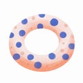 Watercolor vector pink polkadot swimming ring