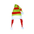 Watercolor vector tracing christmas long elf hat multicolored stripe cap. Gnome hat hat for christmas, new year.