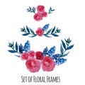 Watercolor vector wreath. Floral frame design Royalty Free Stock Photo