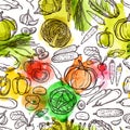 Watercolor Vegetable Pattern