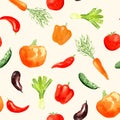 Watercolor vegetables seamless pattern