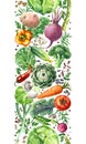 Watercolor Vegetables Vertical Seamless Pattern