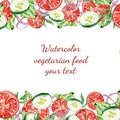 Watercolor vegetarian food your text