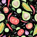 Watercolor Vegetarian Pattern