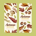 watercolor vertical autumn banners set vector illustration Royalty Free Stock Photo