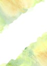 Watercolor vertical green banner background with watercolor splash and spot frame.