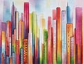Watercolor of Vibrant urban in
