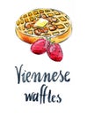 Watercolor Viennese waffles