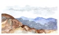 Watercolor view of mountains