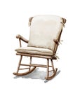 Watercolor cartoon wooden rocking chair Royalty Free Stock Photo