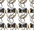 Watercolor vintage camera pattern Royalty Free Stock Photo